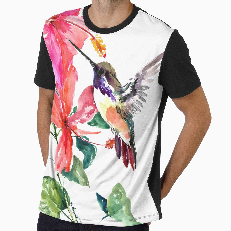 Hummingbird and Hibiscus Flowers by surenart