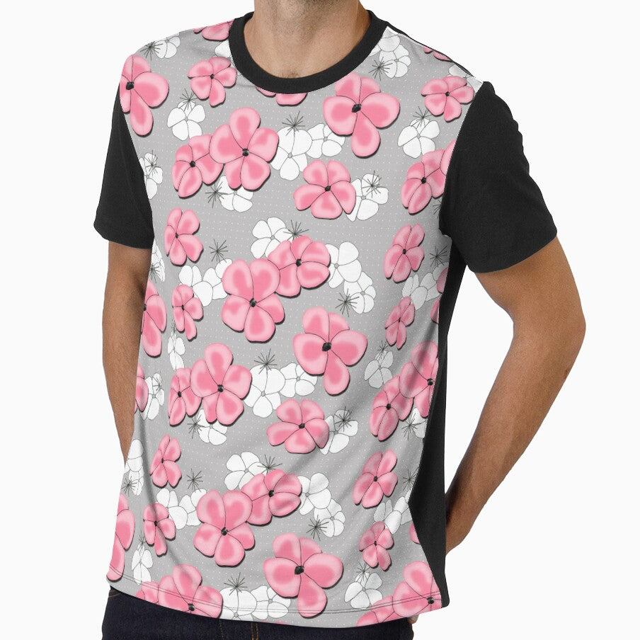 Painted Poppies - Pink and White on Gray by bmfabricdesigns