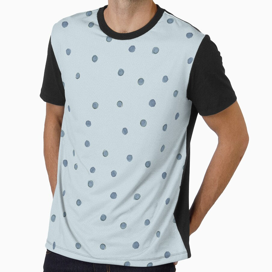 Blue hand-painted polka dot by Rebecca Hunter