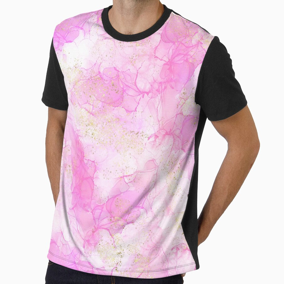 Pink alcoholic ink with gold glitter by limuliru