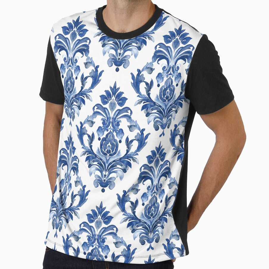 Stylish Blue Jacquard Watercolour Pattern by Deepestblue