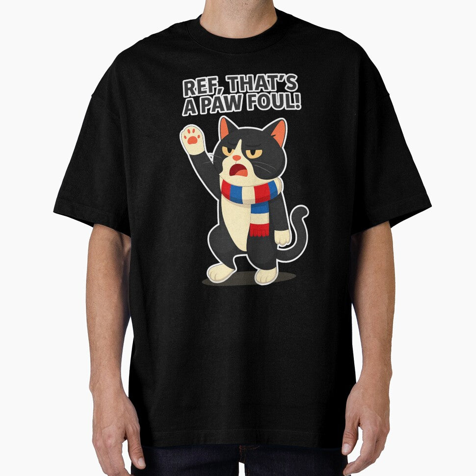 Ref, That's a Paw Foul! — Funny Tuxedo Cat Football Design blue by catastrocat
