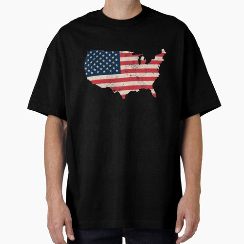 America USA Flag Map tshirt distressed vintage by farhanhafeez