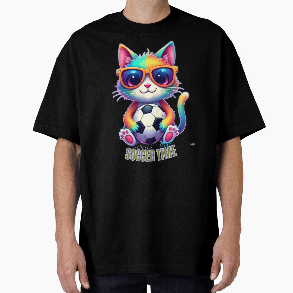 Soccer Time Cool Cat - Rainbow Soccer Kitty by PriyaMagic