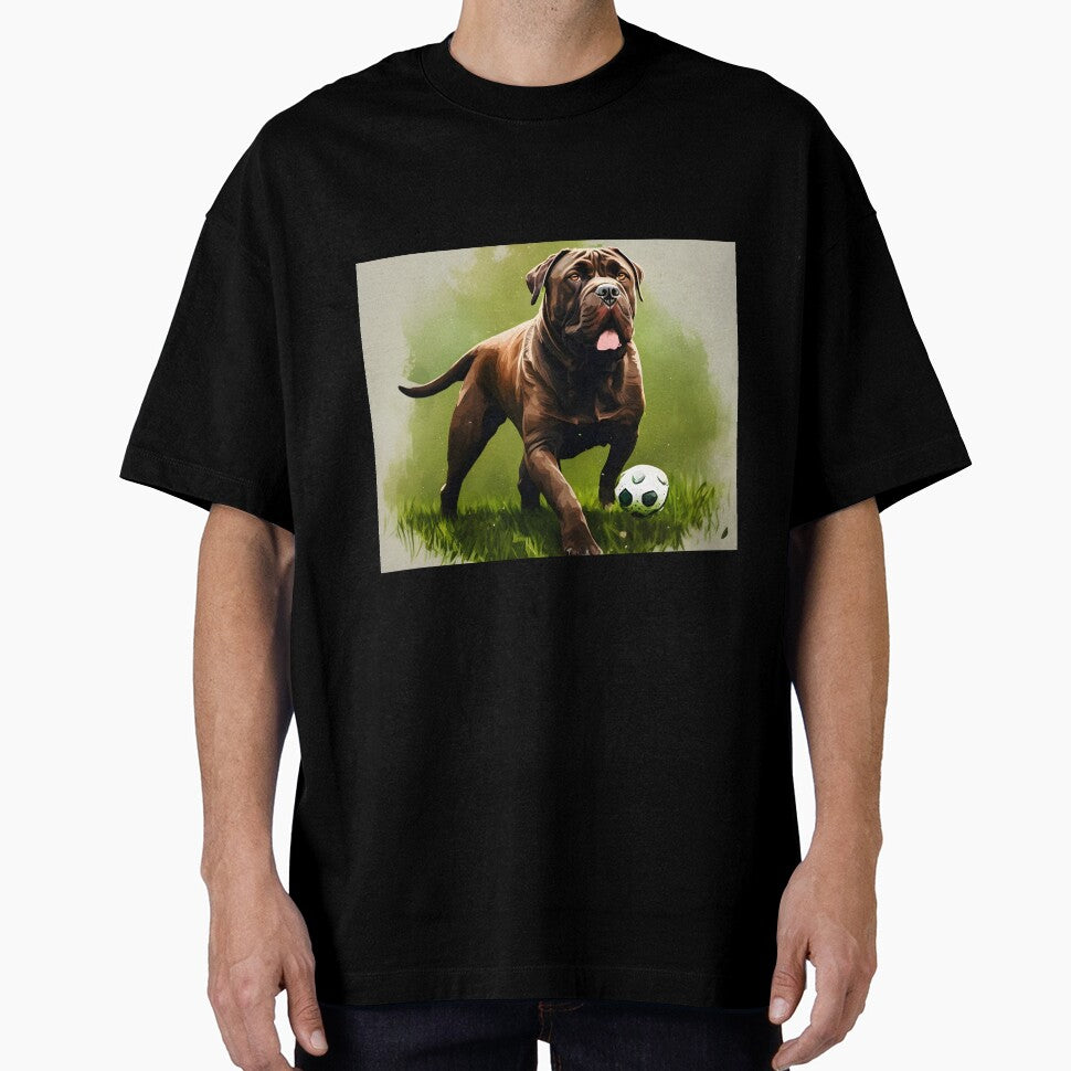 brown cane corso dog play soccer by PTB Art Design