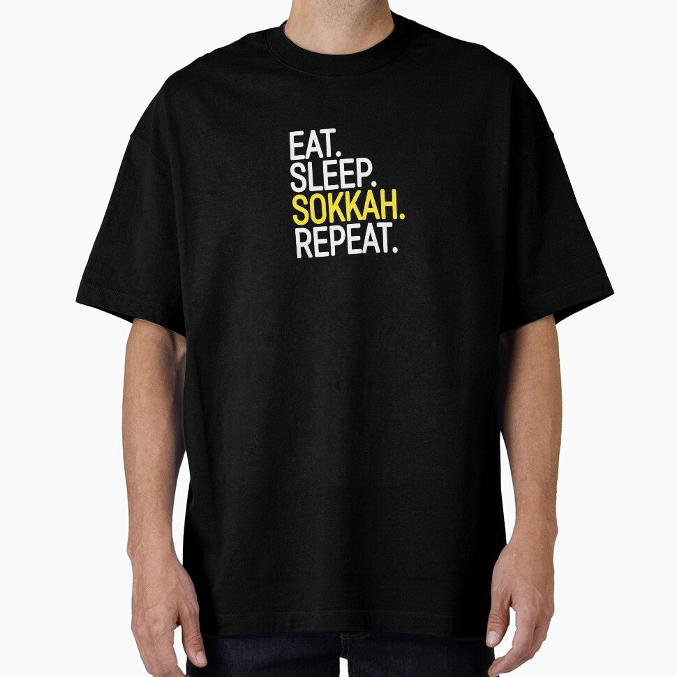 Eat. Sleep. Sokkah. Repeat. by Strip Tees