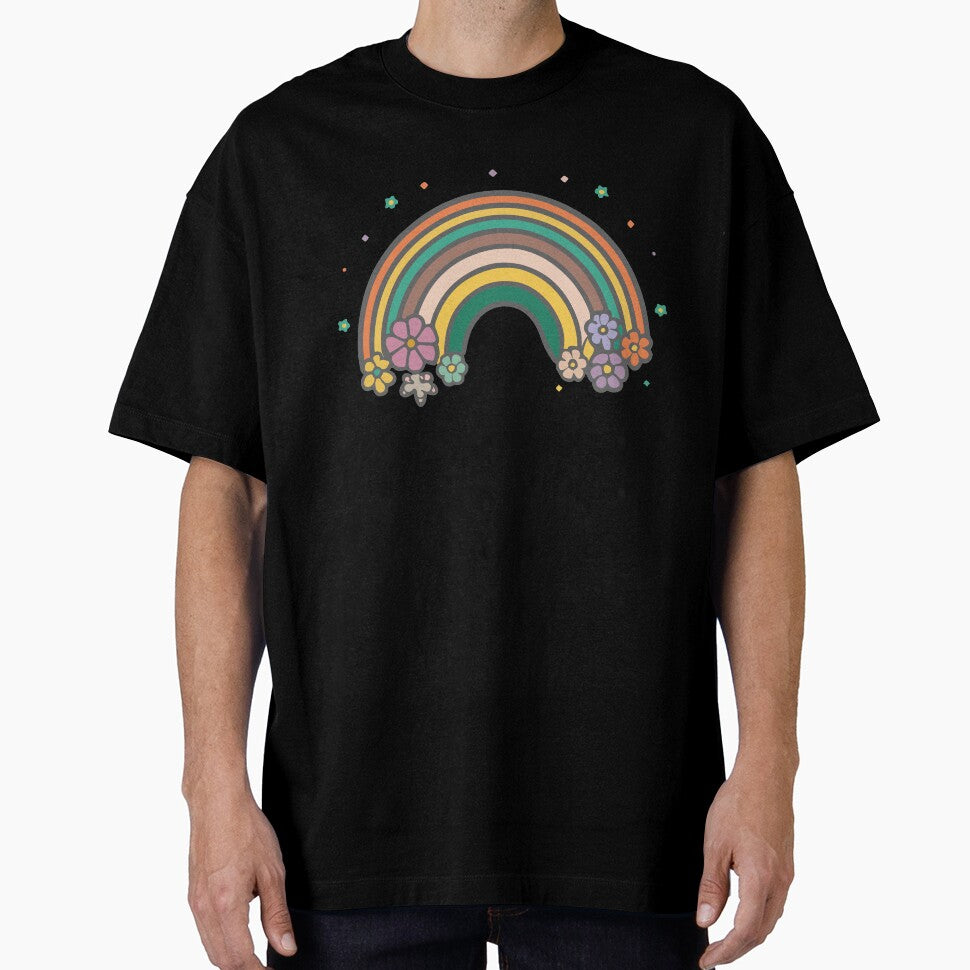 Retro BOHO Flowers 60's 50's 70's Funky Hippie Rainbow by RoguePixel