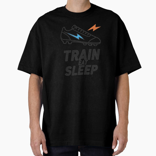 A football boot with the powerful motto Train Eat Sleep. by Rebel-Youth