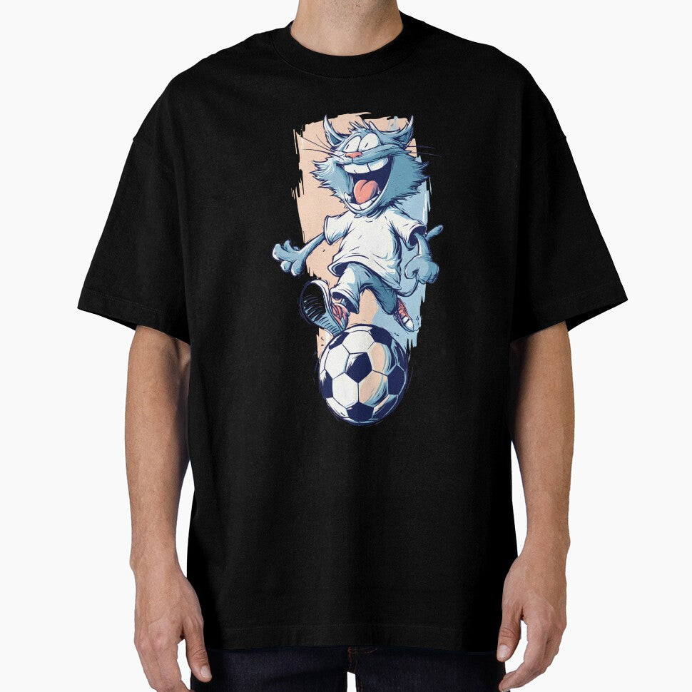 Funny Soccer Cat – Cartoon Football Cat Art by Rosomyat Design
