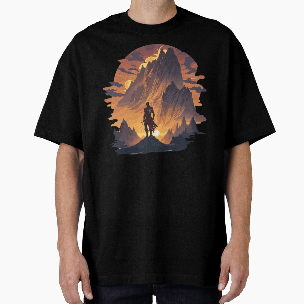 Warrior in the mountains,T-Shirt, crew neck, generous fit by AstorDWorkshop