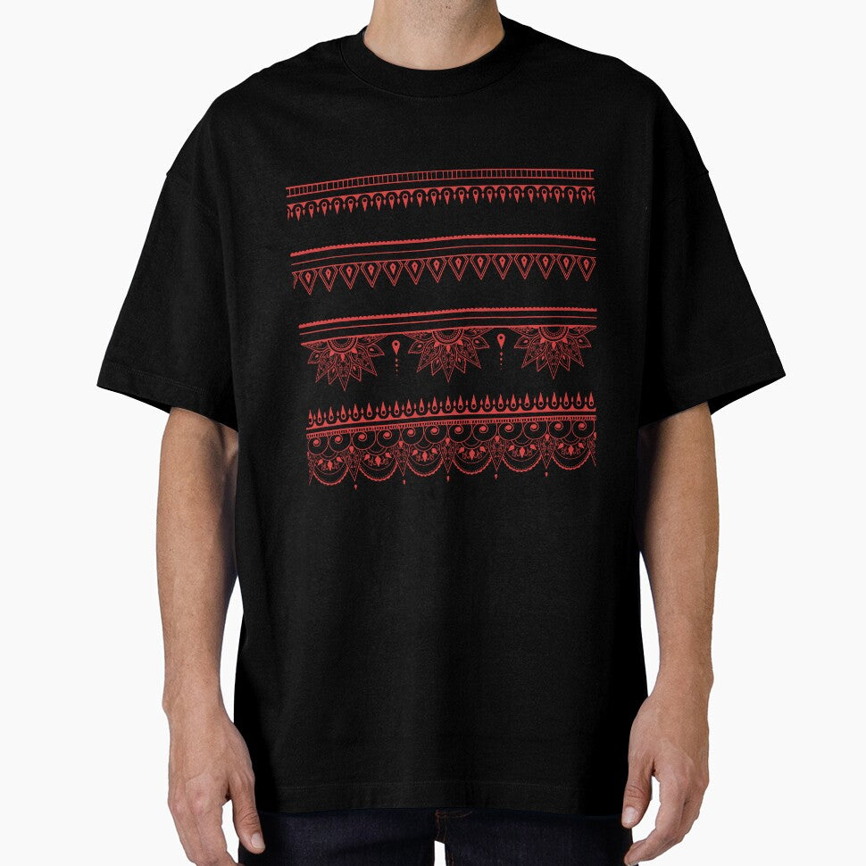 South asian patterns Red on black by Chaoticzarts