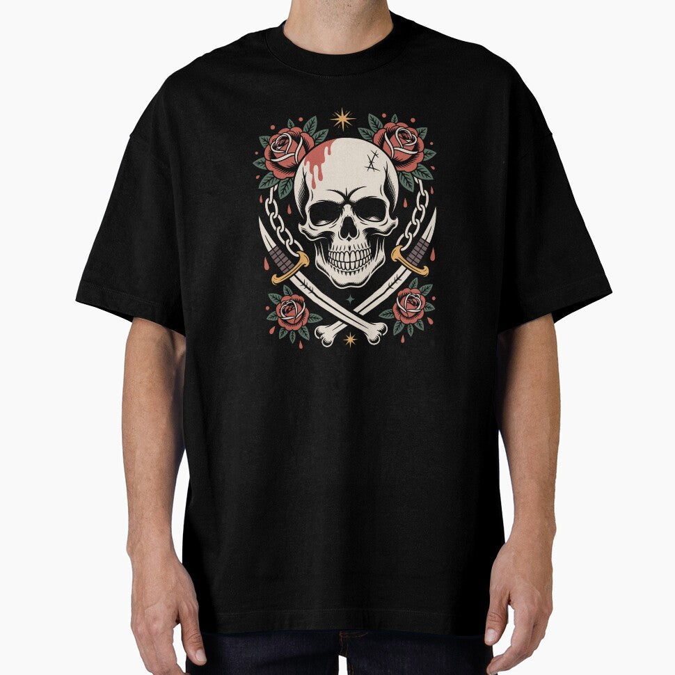Skull and Crossbones Roses Pirate Style Skull Lover Gift by Say It With Ink