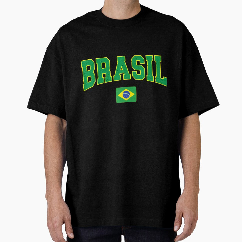 Brasil Flag Athletic Distressed Vintage Soccer Typography Sports Graphic Art by DienesAngele