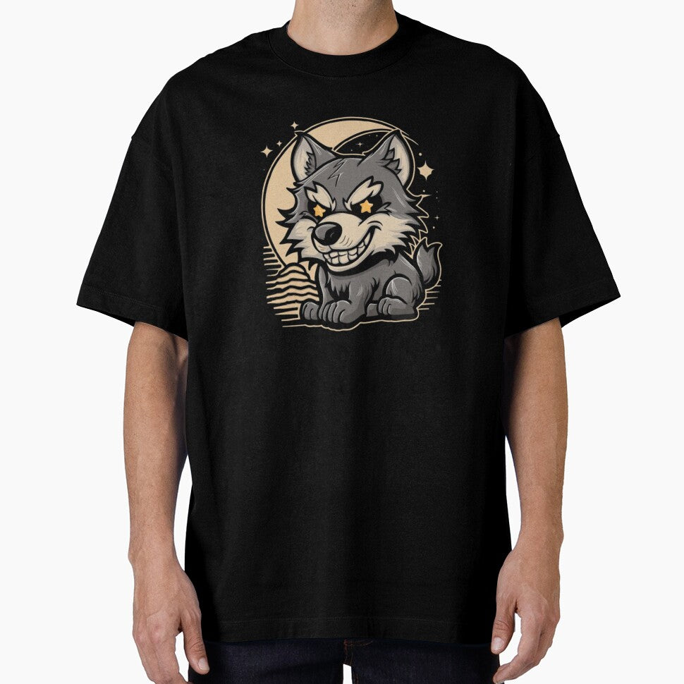 Retro Wolf Graphic - 90s Nostalgia Oversized Unisex Top by TrendTrove1