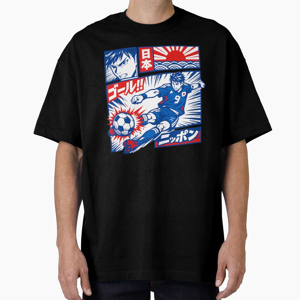 Japan Soccer Anime Shirt – Japanese Football Striker Graphic, Manga Style Goal Kick, Streetwear Japan Design by JonelCrafts
