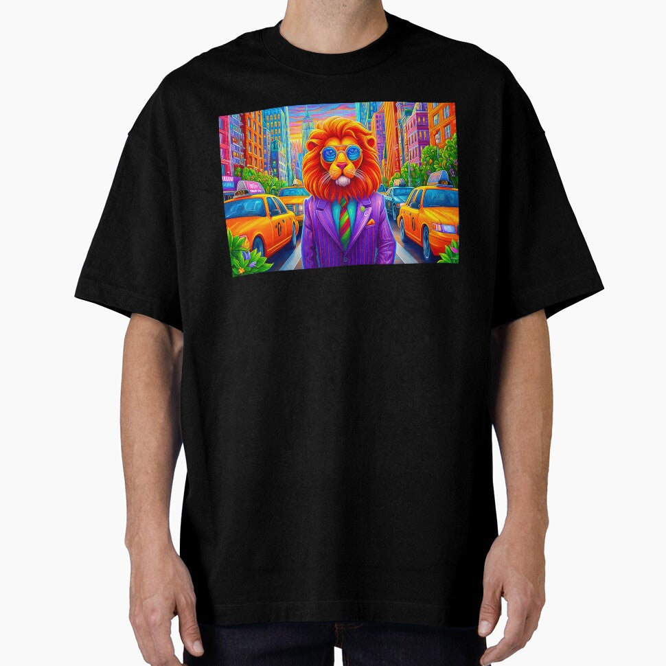 Stylish Lion in a Vibrant Cityscape Setting by Artessie