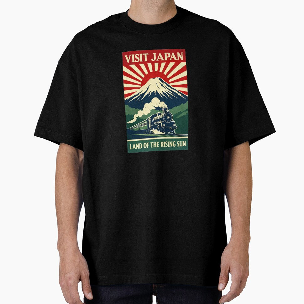 VISIT JAPAN Vintage Travel Poster | Mount Fuji Steam Train Retro Japanese Design by maaameee