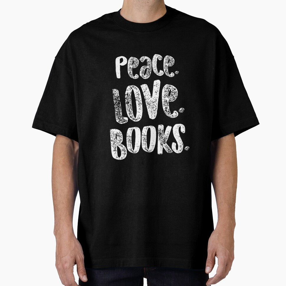 Book Reading Peace Love Cute Gift Funny Design Writers Lovers Slim Fit by ShirleyGrier