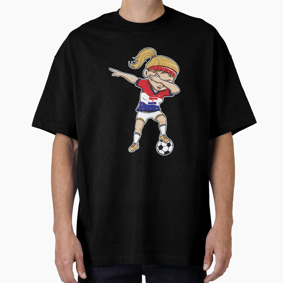 Dabbing Soccer Player Funny Croatia Fan T-Shirt girl by Pummli