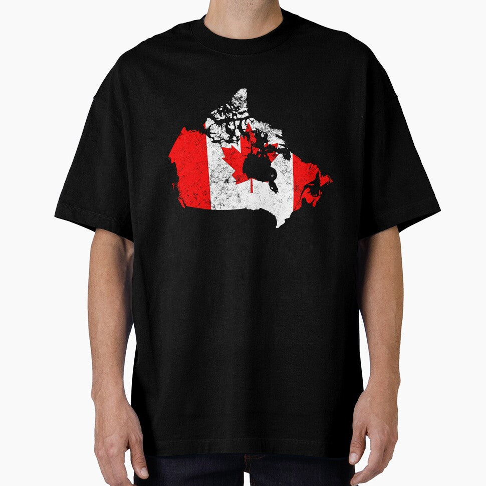 Canada Flag map tshirt distressed vintage by farhanhafeez
