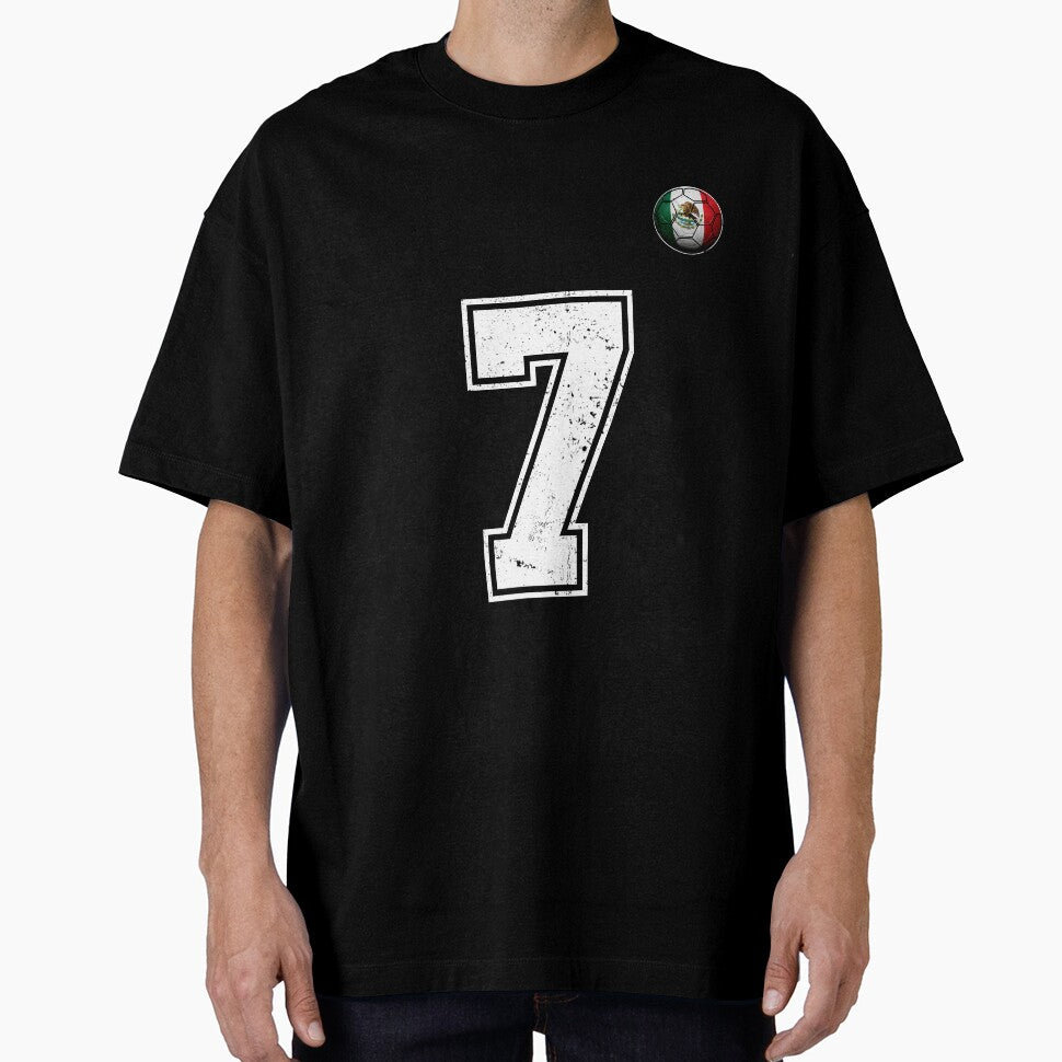 Number 7 Mexico Flag Football Fan by BernoNickel