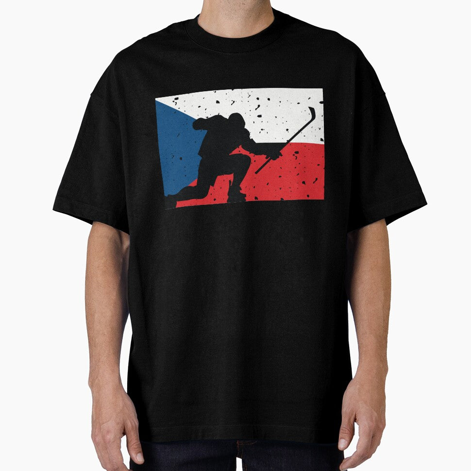 Czech Ice Hockey Silhouette Celebration Distressed by CanvasTee