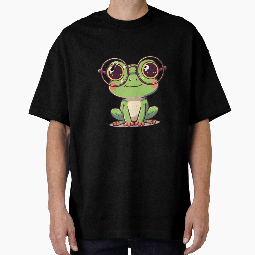 Adorable Green Frog Wearing Oversized Round Glasses by PholPol1959
