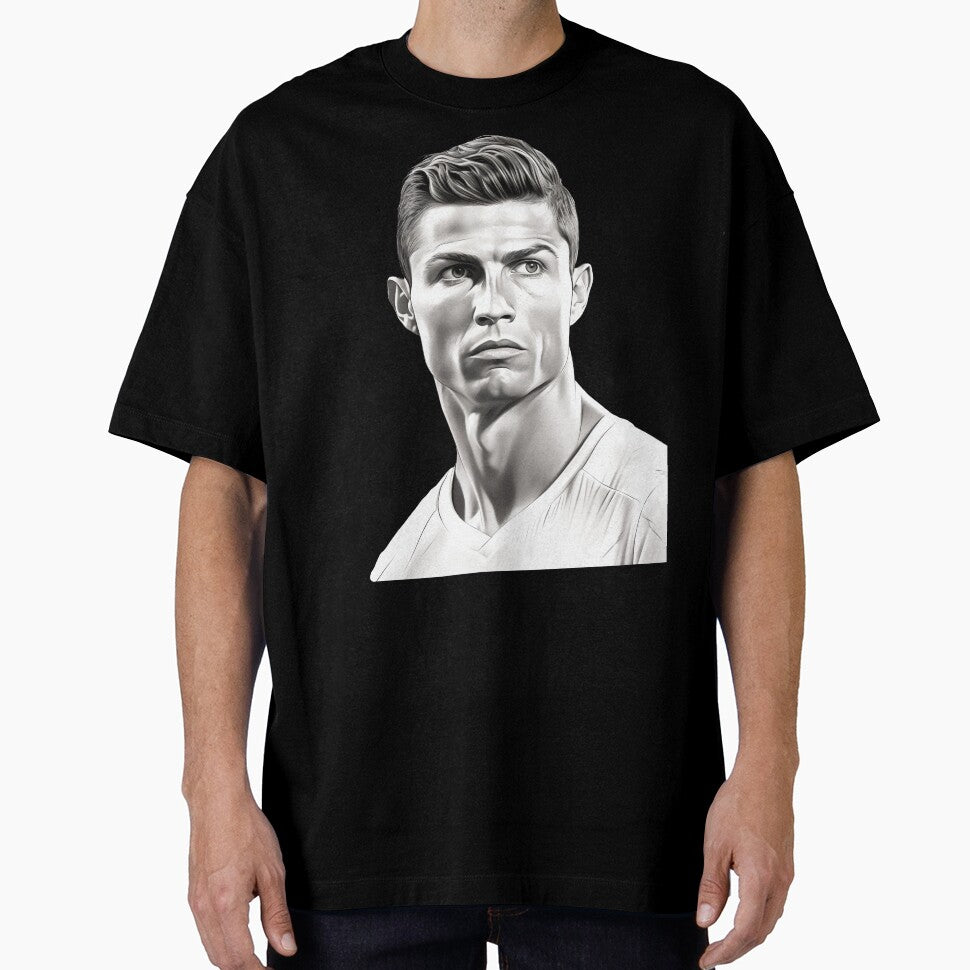 Portrait Cristiano Ronaldo black and white design by Carinaprint