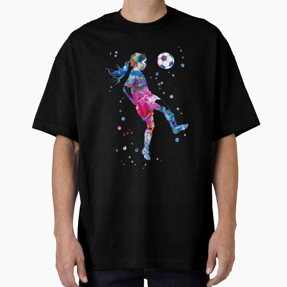 Soccer Player Little Girl With Ball by Rosaliartbook