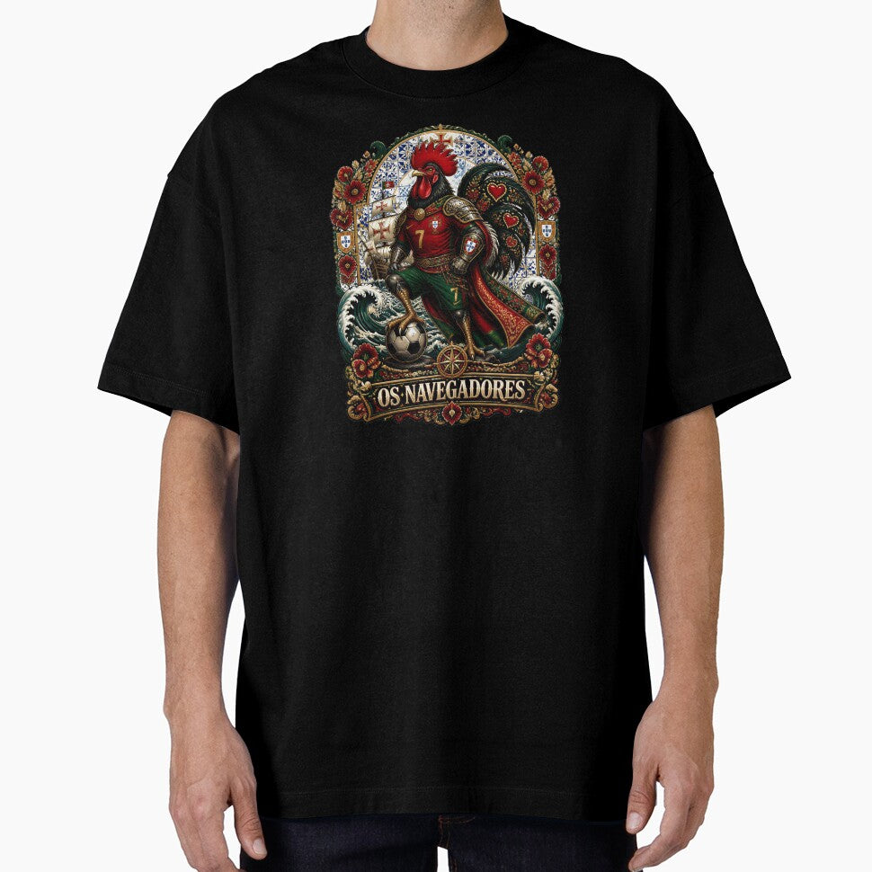 Portugal Soccer Rooster - Os Navegadores  Vintage Portuguese Football Fan T-Shirt by 18-30