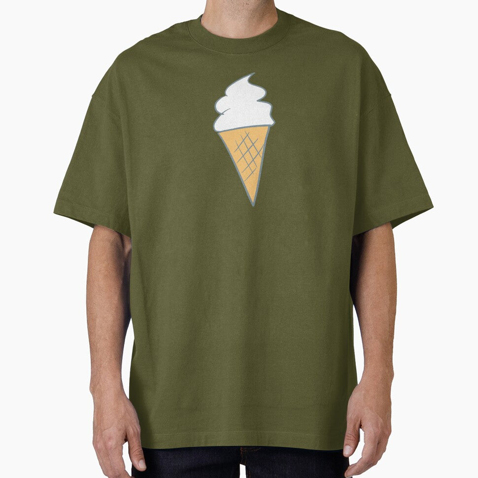 Soft-Serve Cartoon Style Vanilla 99 Ice Cream Pattern Brown background by Karen Ekdahl