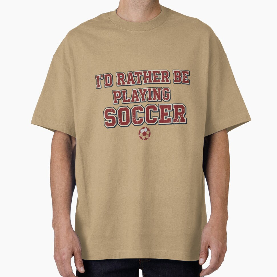 I'd Rather Be Playing Soccer – Vintage Soccer Typography Quote by HappySproutArt