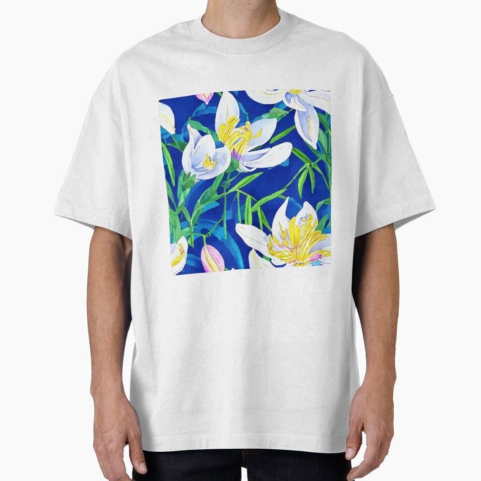 Large scale crocuses on blue by SophieClimaArt