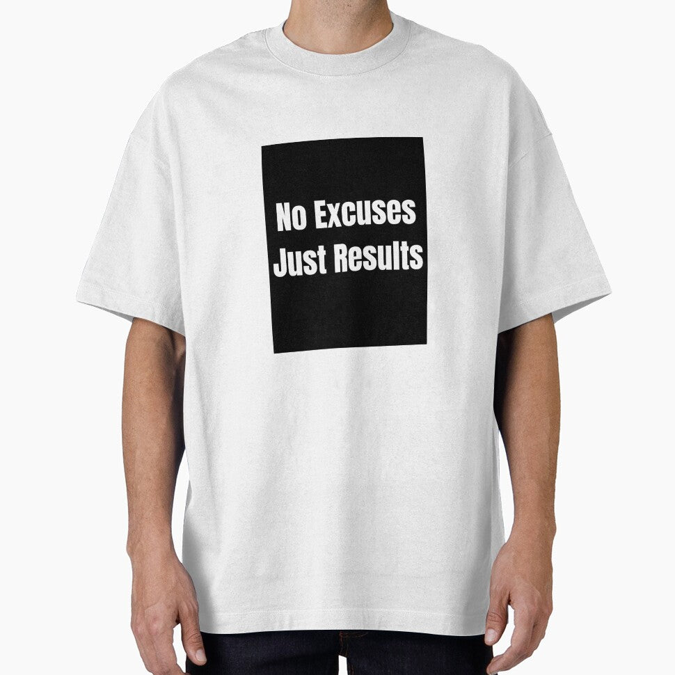 Motivational Quote T-Shirt – No Excuses Just Results by Mindset Threads