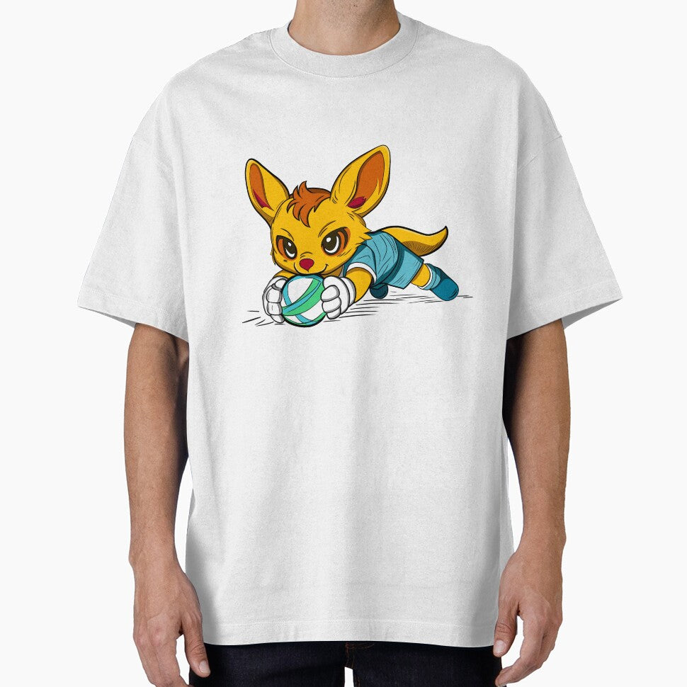 Cute Kangaroo Playing Football Cartoon by Phyllya Design