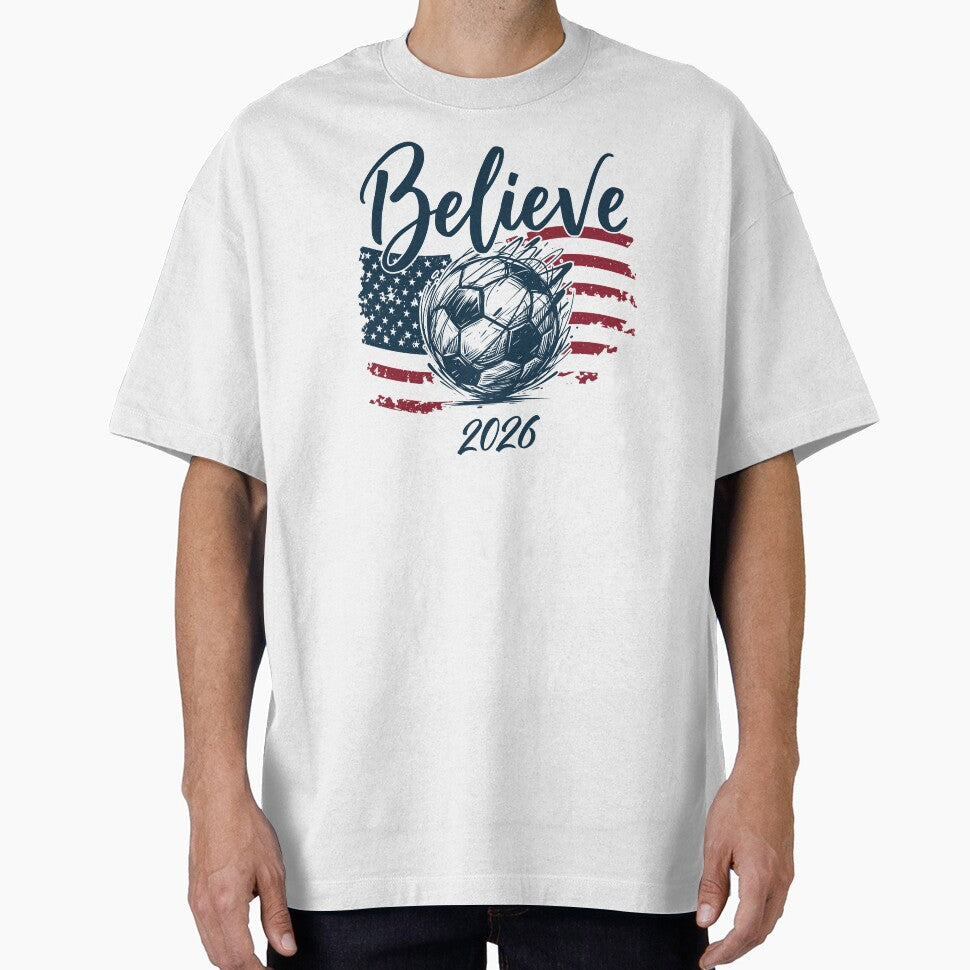 Believe - USA Flag Soccer 2026 Distressed Patriotic by AnAzArt
