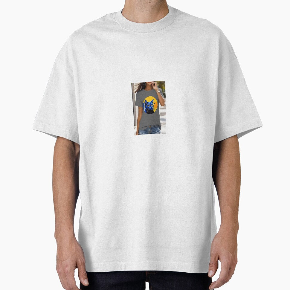 Women's Cat Letter Print Tee for Daily Delight by Chukszy1