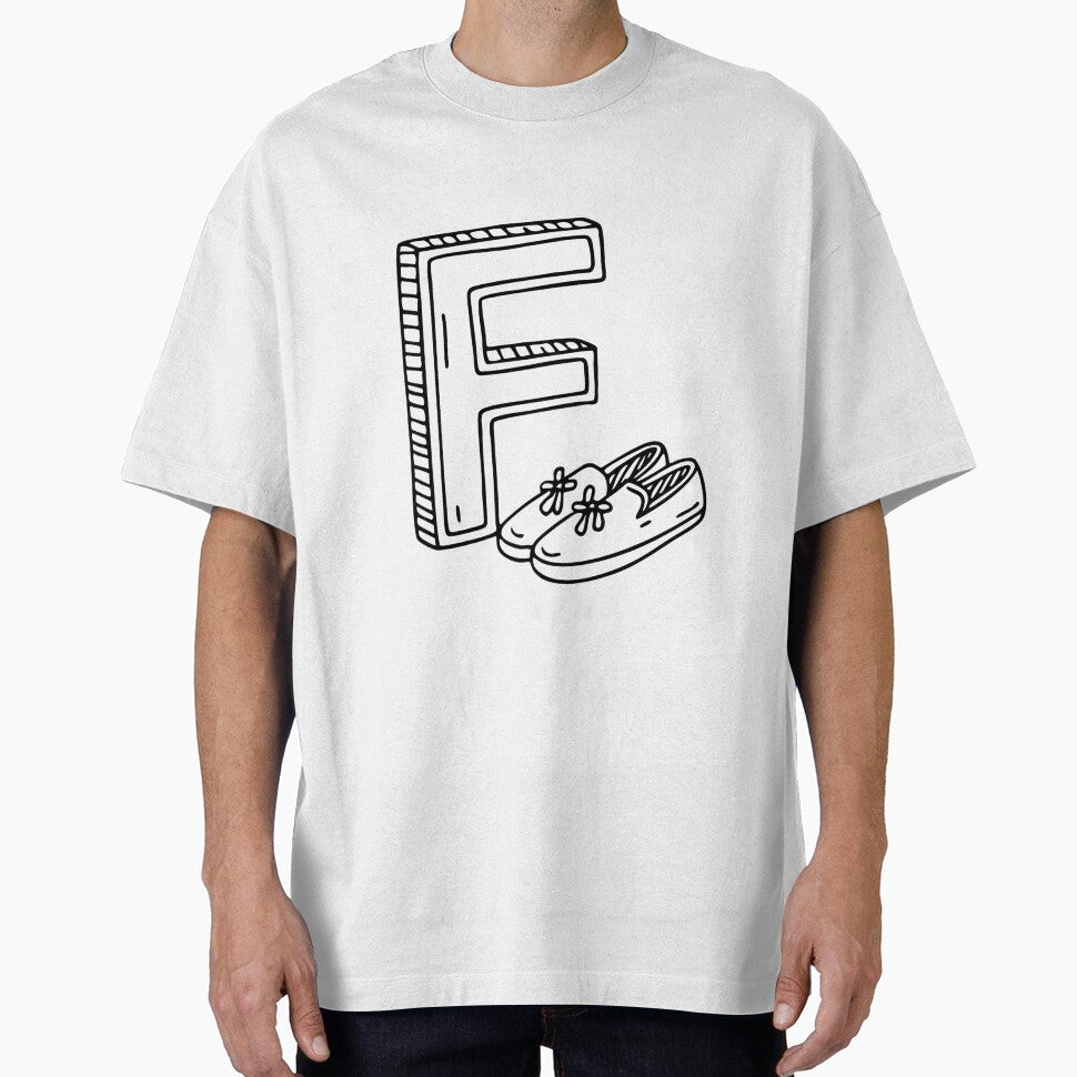 Illustration of Letter F Beside Flatshoes by rasagamastore