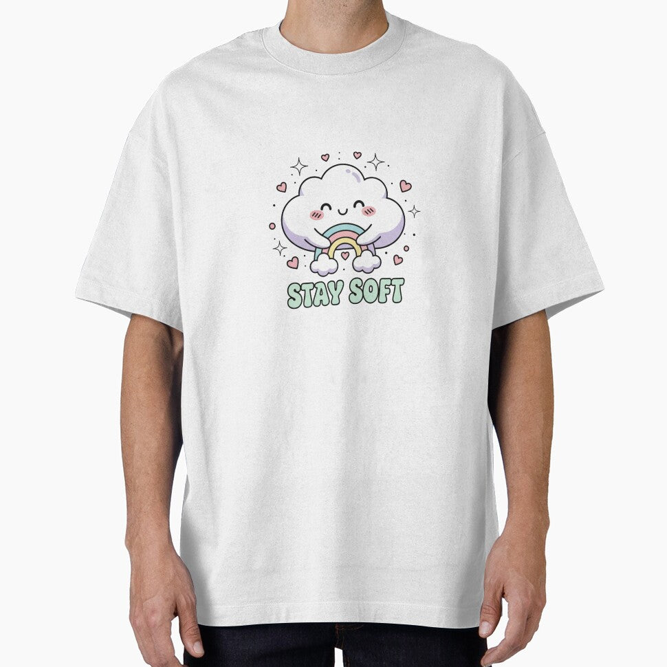 Stay Soft ☁️? – Kawaii Cloud Hug T-Shirt Design by swizbiz
