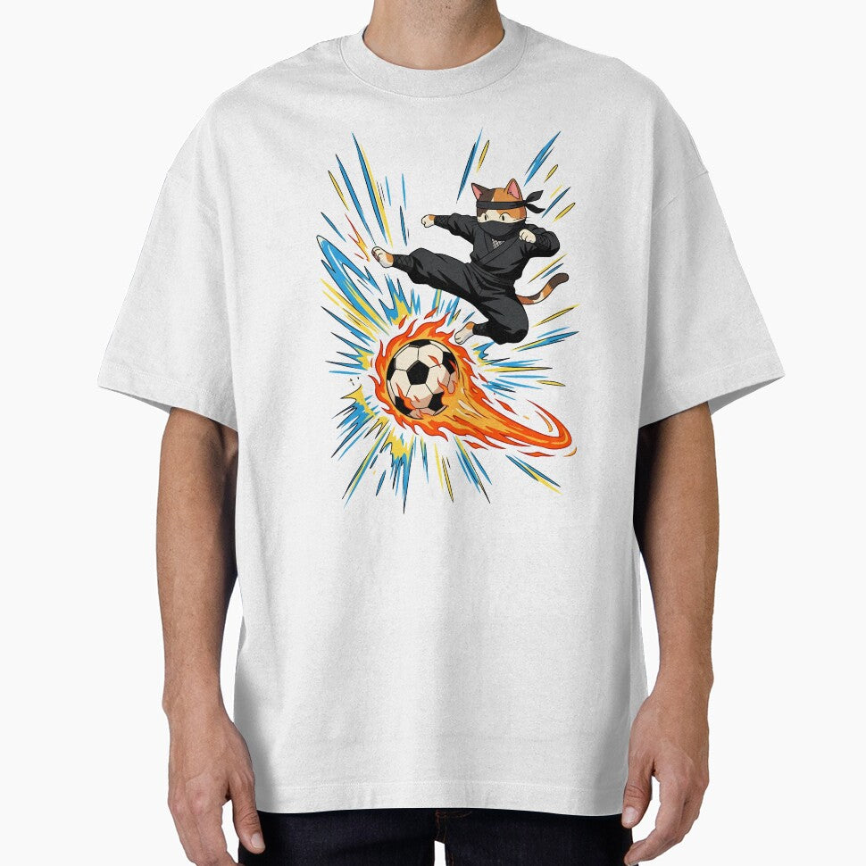 Retro Kawaii Ninja Cat Soccer Fan - Anime Aesthetic by M.Store