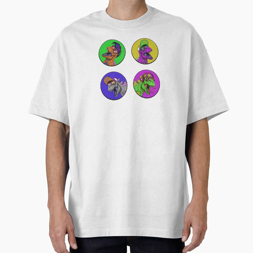 crazy cool pop art t rex dinosaurs - embroidery patches by hayrpictures