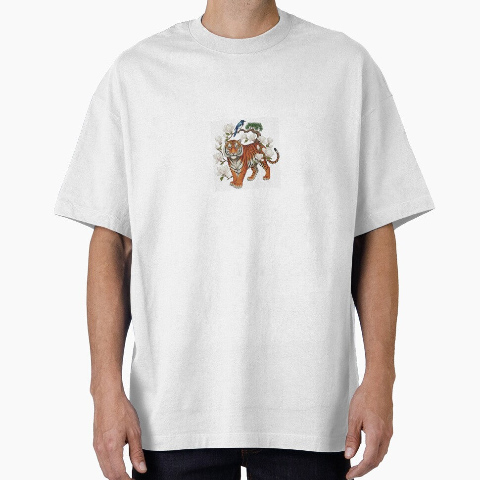 Majestic Korean Tiger & Cotton Flower - Premium Embroidery Heritage Art by ZZUETKKIT