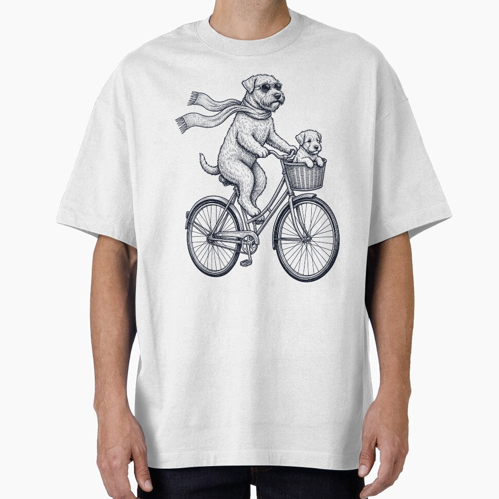 Vintage Soft Coated Wheaten Terrier Riding Bike Bicycle Cycling Dog Lover by DoodleTortle