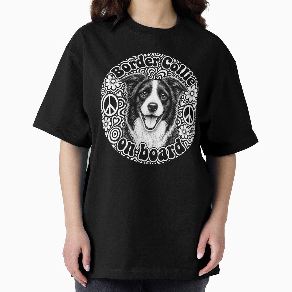 sticker "Border Collie on board" Hippie dog, peace by barbastyle