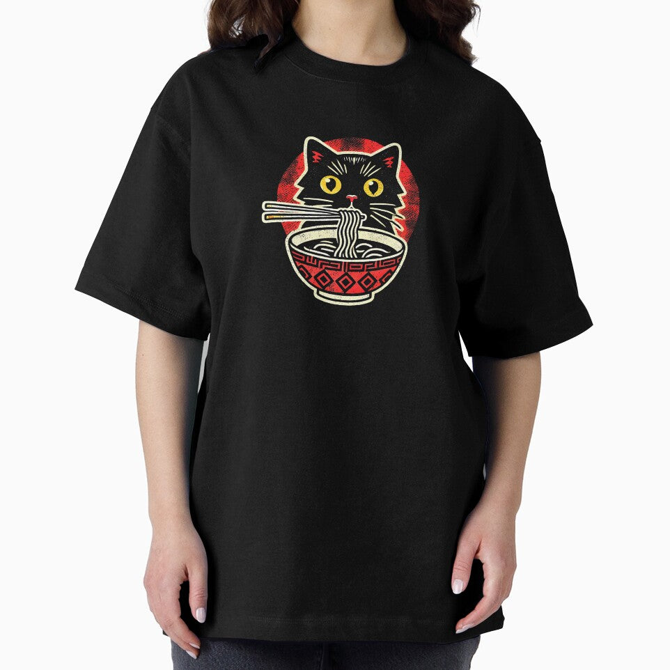 Anime Cat Ramen Japanese Funny Graphic Tees Kawaii Cat Anime by cawtoon