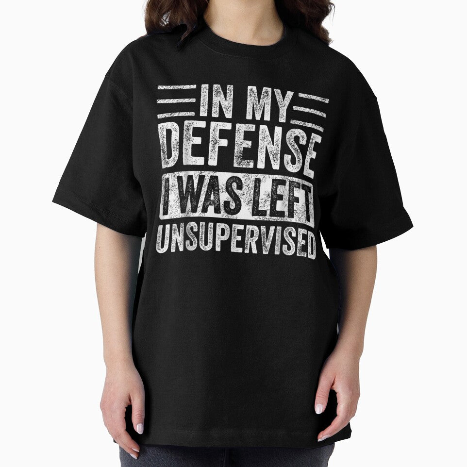 In My Defense" Funny Retro Vintage Black | Classic Fit, Crew Neck, Adult Unisex by GYMPursuit