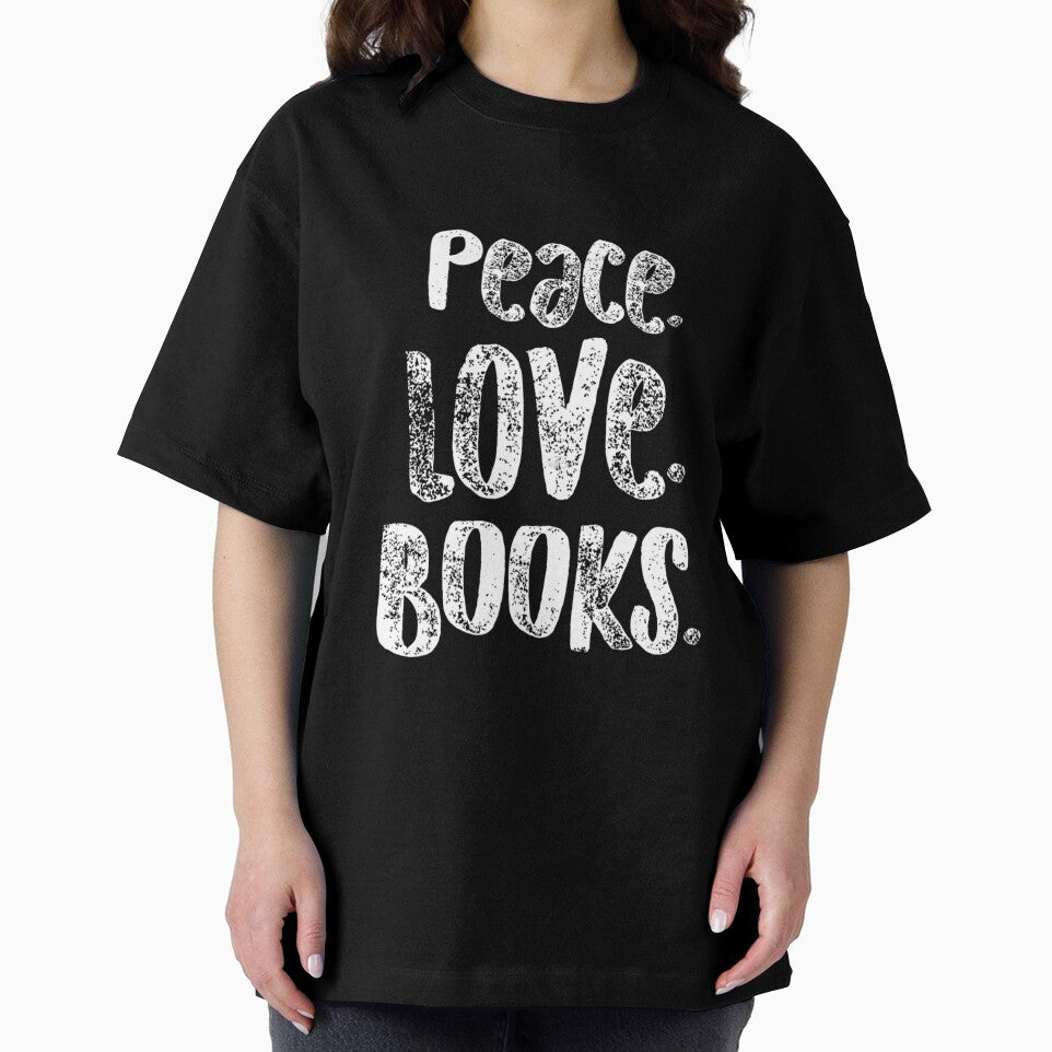 Book Reading Peace Love Cute Gift Funny Design Writers Lovers Slim Fit by ShirleyGrier