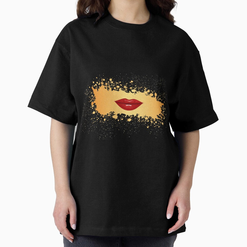 Red lips on golden splash grunge by LynksArts
