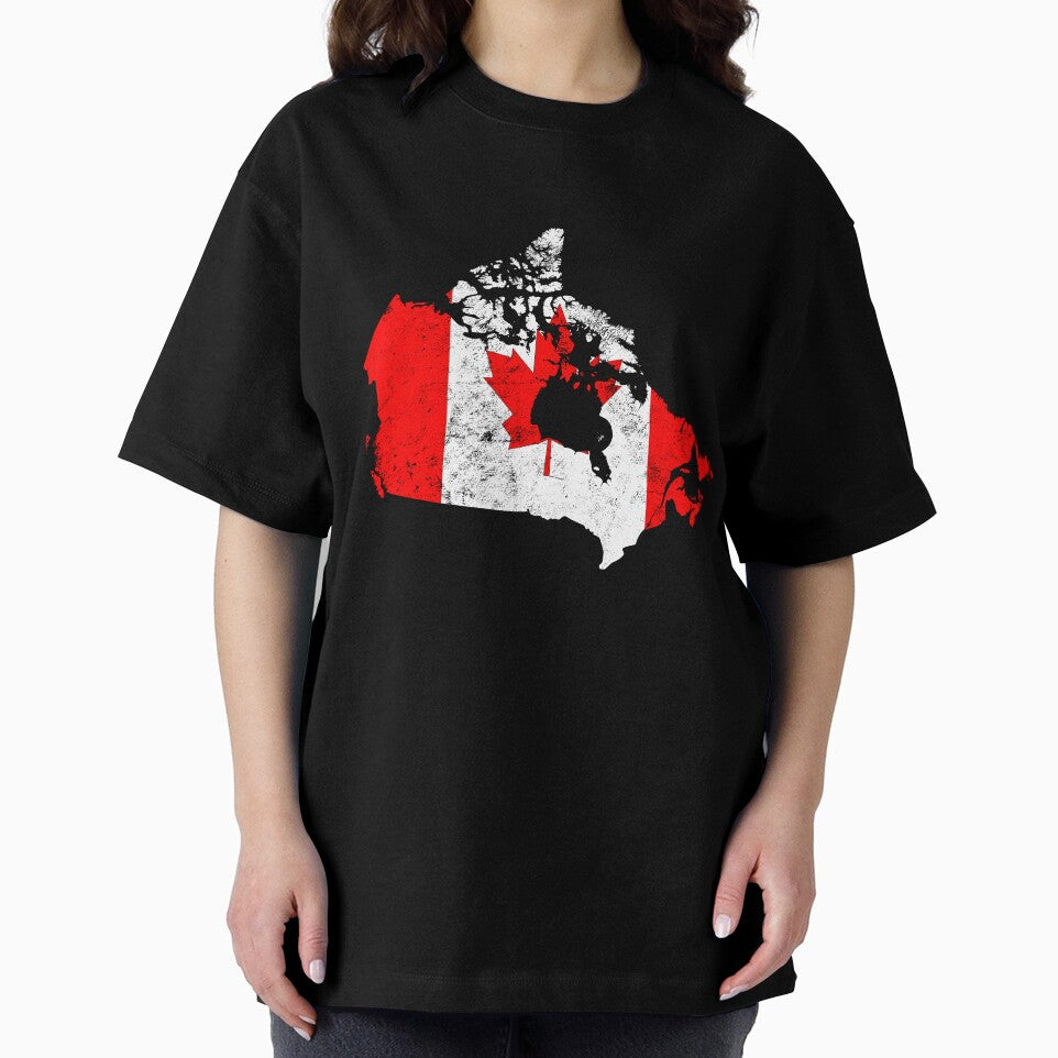 Canada Flag map tshirt distressed vintage by farhanhafeez