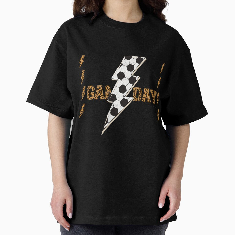 Bold Game Day Lightning Soccer Design with Leopard Print Accent by haitrieuic96